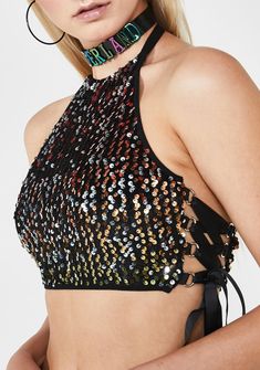 Edc Festival, Womens Streetwear, Sequins Top, Lingerie Design, Rave Fashion, Sequin Crop Top, Coachella Outfit, Silk Lingerie, Wildfox Couture