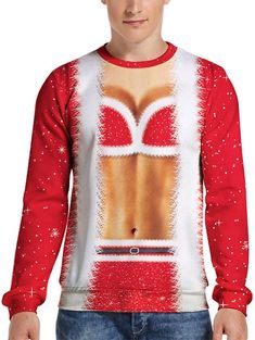 Holiday 3D Simulation Men & Women's Shirt – uglyparty Women Muscle, 3d Simulation, Snowflake Snowman, Photo Sleeve, Christmas Vibe, Christmas Clothes, Santa Suits, Buy Sweaters, How To Look Handsome