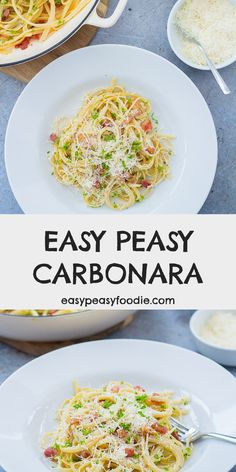 easy peasy carbonara recipe with pasta and parmesan cheese