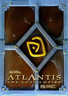 the poster for disney's new animated movie, atlanticis is shown in blue and gold