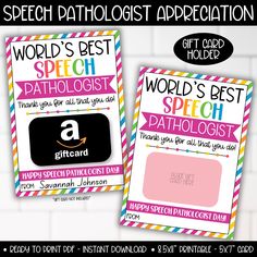 two printable speech cards with the words world's best speech and happy speech