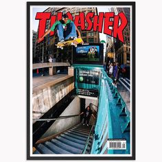 a man riding a skateboard up the side of a ramp in front of a bus