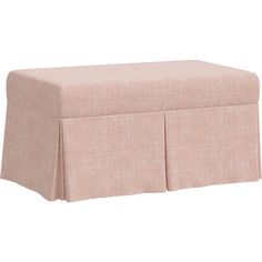 a pink bench with a pleated skirt on it's bottom and an attached seat cushion