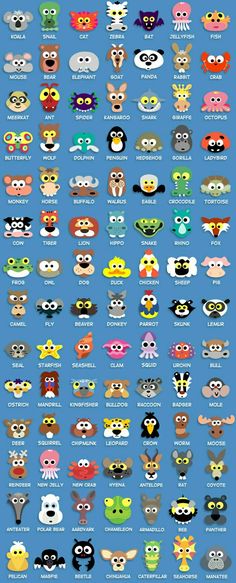 an illustrated poster with many different types of animals on it's face and body