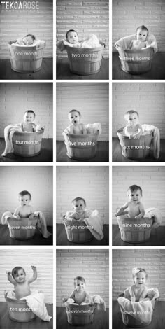 a series of photos showing different stages of baby's development