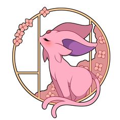 a pink cat sitting in a round frame