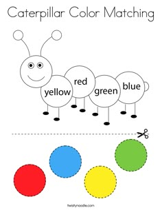 the caterpillar color matching worksheet for children to learn how to draw