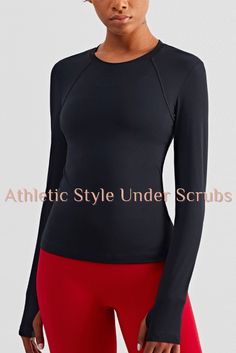 Our Women's Under Scrub are breathable, wrinkle-free, resists fading and 4-way stretch. It is wonderfully soft, and gives you a great fit with superior stretch for all-day-long comfort. They are great matches for any outfits, especially scrubs and uniforms. They are also thermal as fall outfits. 🔥 Click the link and Shop now! 🥰Follow us to see more beautiful nurses and medical scrubs outfits! Yoga Pictures, Athletic Looks, Fitness Wear, Sport Top, Yoga Workout, Long Crop Top, Yoga Tops, Athletic Fashion, Sports Top