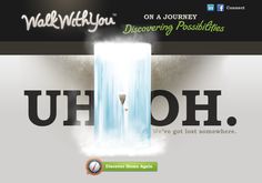 an advertisement for a company with the word uhh on it and a waterfall in the background