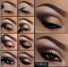 Gold Eye Makeup Tutorial, Koleksi Makeup, Penyimpanan Makeup, Makeup Cantik, Mekap Mata, Gold Eye Makeup, Best Natural Makeup, Makeup Secret, Smokey Eye Makeup Tutorial