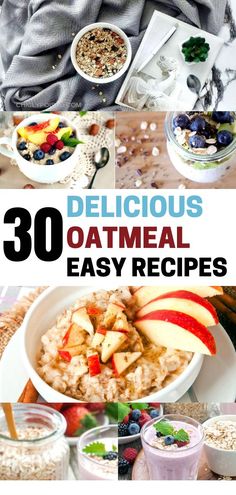 the cover of 30 delicious oatmeal easy recipes, including apples and blueberries