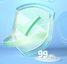 an image of a blue shield with a green tick on it's side and the words 99 % off below