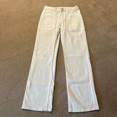 Brand New Condition. Size 6 And Have Some Stretch! Wide Leg And High Waist. Pet Free And Smoke Free Home. H&m Jeans For Spring Workwear, H&m Cotton Workwear Pants, H&m High Rise Workwear Bottoms, H&m White Casual Pants, H&m High-waisted Cotton Pants, H&m Casual White Pants, Casual White H&m Pants, H&m High-waisted Pants With Pockets, H&m White Wide Leg Pants