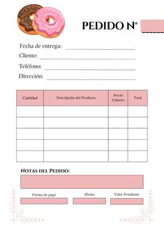 a doughnut order form is shown in spanish