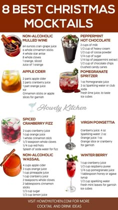 A vibrant guide to 8 festive Christmas mocktails, featuring delicious drinks like Non-Alcoholic Wassail and Virgin Poinsettia, perfect for family-friendly holiday parties. Christmas Mimosa Mocktail, Fun Kids Christmas Drinks, Holiday Drinks Mocktail, Healthy Christmas Mocktail, Classic Mocktail Recipe, Christmas Mocktails Non Alcoholic Recipes, Mocktail With Cranberry Juice, Fun Christmas Mocktails, Christmas Party Mocktails