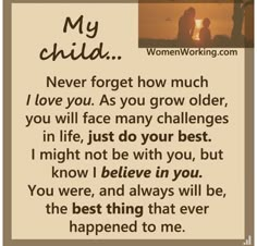 an image of a woman's message to her child