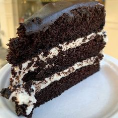 a slice of chocolate cake on a plate