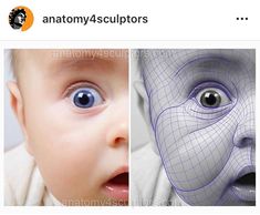 an image of a baby's face with two different facial expressions and the same size