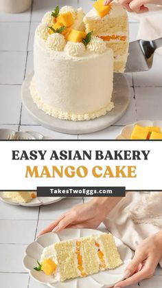 Filipino Mango Cake, Mango Dump Cake, Mango Yuzu Chantilly Cake, Easy Mango Cake, Mango Cake Filling, Asian Mango Dessert, Chinese Cake Recipe, Mango Birthday Cake, Mango Cake Recipe Filipino