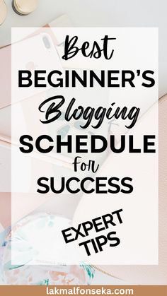 the text best beginner's blogging schedule for success expert tips on top of a desk