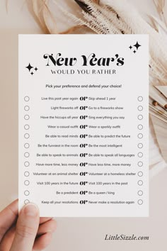 someone is holding up a new year's resolution checklist for their loved ones