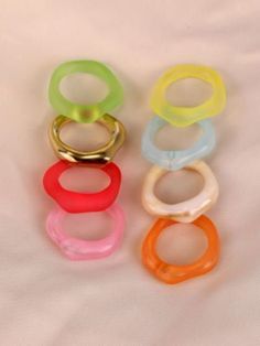 Fashion funky ring 2021. Size: 1,8cm Colors: Red, Yellow, Beige, Blue, Green, Orange, Golden Pink From Crapit we are committed to offering you the best product quality and customer service. Colored Rings, Ring Resin, Y2k Rings, Funky Rings, Y2k Jewelry, Retro Ring, Rings Fashion, Chunky Rings, Resin Ring