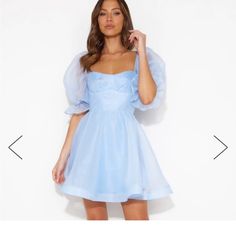 Be A Princess Mini Dress Blue Hello Molly Nwt Never Worn Medium Silk Dress Sleeves, Baby Blue Short Dress, Silk Dress Sleeve, Princess Mini Dress, Blue Hoco Dress, Mini Dress Blue, Blue Dress Short, Blue Silk Dress, Reception Dress