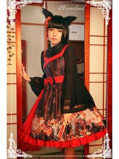 Haunted Night - Nine Tails Fox Jumperskirt Kitsune Aesthetic, Nine Tails, Fox Dress, Dress Display, Nine Tailed Fox, Fashion Aesthetics, Suspender Dress, Gothic Lolita, Lolita Dress