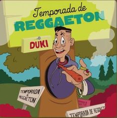 an image of a man holding a knife in front of a sign that says temporada de regogation