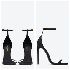 Salto Saint Laurent, Fancy Black Heels, Black Heels Classic, Black Heels Sandals, Saint Laurent Heels, Black Stiletto Heels