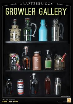 an advertisement for growl gallery featuring various types of crafters'condiments on shelves