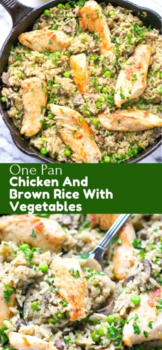 one pan chicken and brown rice with vegetables