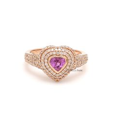 Pink sapphire heart and diamond ring gold | Natural 4MM pink sapphire ring gold | Bezel set heart ring | Pinky heart pink sapphire ring gold STONE DETAILS : ✦ Gemstone : Pink Sapphire ✦ Gemstone Type : Natural ✦ Gemstone Size : 4 MM ✦ Gemstone Shape : Heart cut ✦ Number of gemstones : 1 ✦ Gemstone Weight : 0.50 Carats ✦ Gemstone Grade : AAA DIAMOND DETAILS : ✦ Diamond Type : Natural ✦ Diamond Size : 1.00 mm ✦ Diamond Color : F-G ✦ Diamond Clarity : Slightly included ✦ Diamond Cut : Excellent - V Pink Heart Ring With Vvs Clarity For Valentine's Day, Heart-shaped Pink Sapphire Wedding Jewelry, Heart-shaped Sapphire Ring, Fine Jewelry, Heart Shaped Sapphire Wedding Ring, Pink Heart-shaped Brilliant Cut Ring, Pink Diamond Heart Ring With Gemstone, Pink Heart Shaped Ring With Brilliant Cut, Fine Jewelry Pink Heart Ring With Brilliant Cut, Heart Cut Pink Sapphire Rings For Anniversary