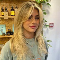 Blonde And Curtain Bangs, Slight Curtain Bangs Straight Hair, European Summer Haircut, Long Hairstyle With Curtain Bangs, Almost Bangs Haircut, Short Face Frame Layers, Face Frame For Round Face, Fringe With Long Hair Straight, Haircuts With Widows Peak Women