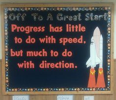 a sign that says progress has little to do with speed, but much to do with direction