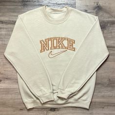 Men’s Cream Nike Sweatshirt Size Large Brand New Without Tags All Sizes Available On My Page Fully Embroidered Measurements- Length 30 Inches Pit To Pit 23 Inches Message For Questions Sweatshirt And Shirt Outfit, White Nike Sweatshirt, Nike Brown, Nike Track Jacket, Nike Pullover, Nike Sweatshirt, Nike Sweater, Men Sweatshirt, Sweatshirt Outfit