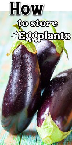 two eggplant halves with the words how to store eggplants on them