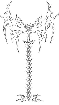 the back side of a tattoo design with two dragon wings on top of each other