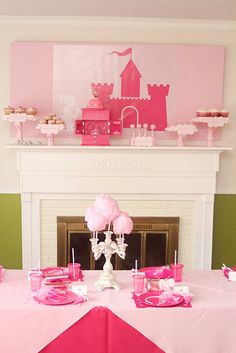 a table set up for a princess birthday party