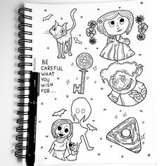 a notebook with some drawings on it