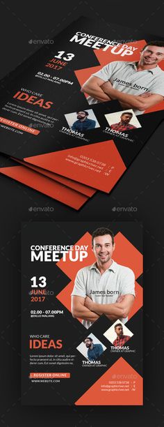 an orange and black business flyer template