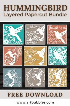 A meticulously crafted package that offers a wide range of designs to bring the beauty of hummingbirds into your projects. #hummingbird #papercutfiles #free #freebie #freesvg Paper Cut Art Templates, Svg Tutorial, Free Cricut Images, Laser Cut Files Free, Cricut Joy Projects, Free Laser Cut Files, Scan N Cut Projects, 3d Svg Files, Cricut Stencils