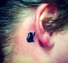 Cat Tattoo Behind Ear, Cat Ear Tattoo, Ear Images, Small Wave Tattoo, Tattoo Behind Ear