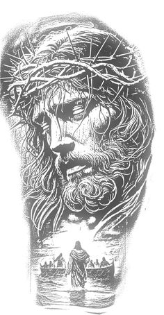 Jesus Tattoo Design, Jesus Drawings, Jesus Tattoo, Roman Gods, Religious Tattoos, Tattoo Stencils, Ink Pen Drawings, Ink Drawing, Pen And Ink