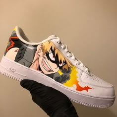 Hand Painted Air Force 1, Bakugo And Deku, Painted Air Force 1, Dibujos Ideas, Anime Ideas, Mha Stuff, Shoes Diy, Katsuki Bakugo