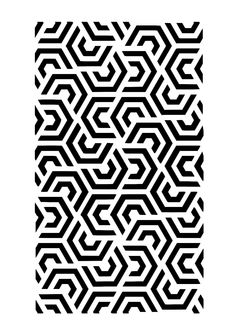 an abstract black and white pattern in the shape of hexagonal figures, which appear to be interlocked