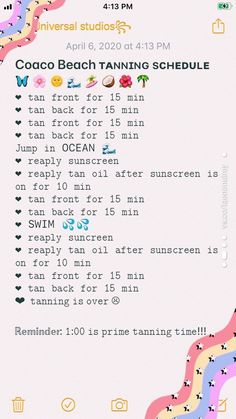 an image of a poster with the words coco beach tanning schedule written on it