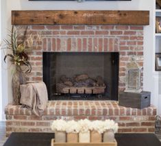 a living room with a fire place in it