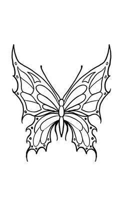 a black and white drawing of a butterfly