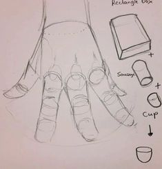 the diagram shows how to draw hands with different shapes and sizes